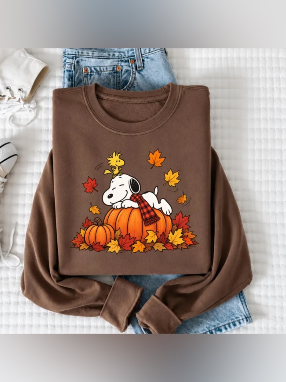 Cute Fall Pumpkin Autumn Shirt, Vintage Fall Leaves Graphic Sweatshirt